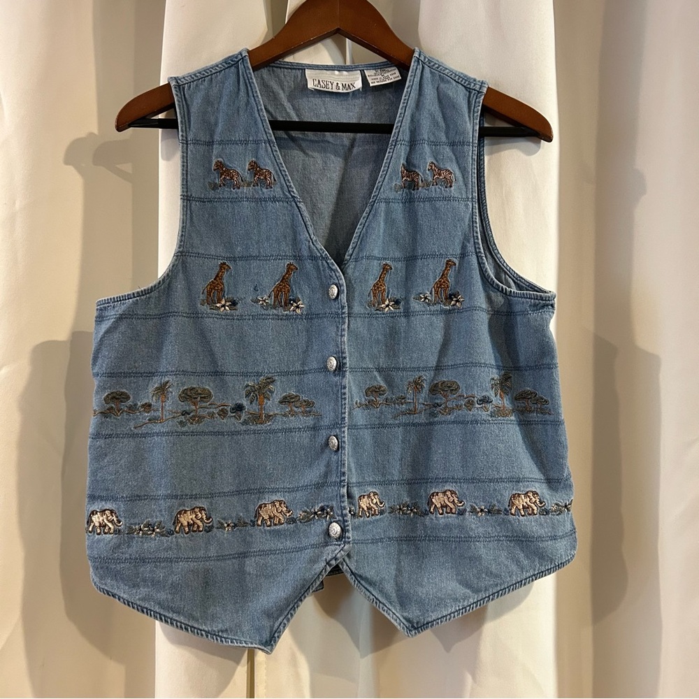 Women's Light Blue Denim Embroidered Vest